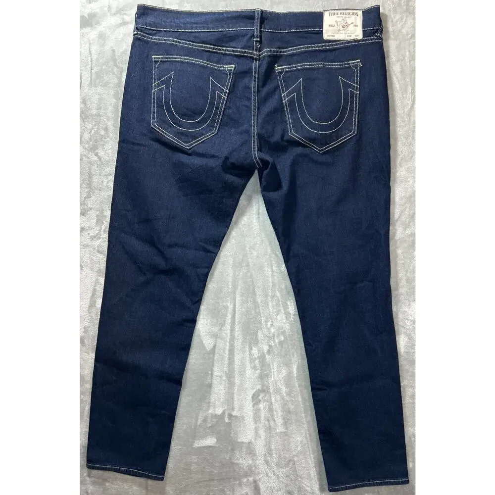 True Religion Jeans Mens 40 Geno Relaxed Slim Dark Wash Preppy Western Casual